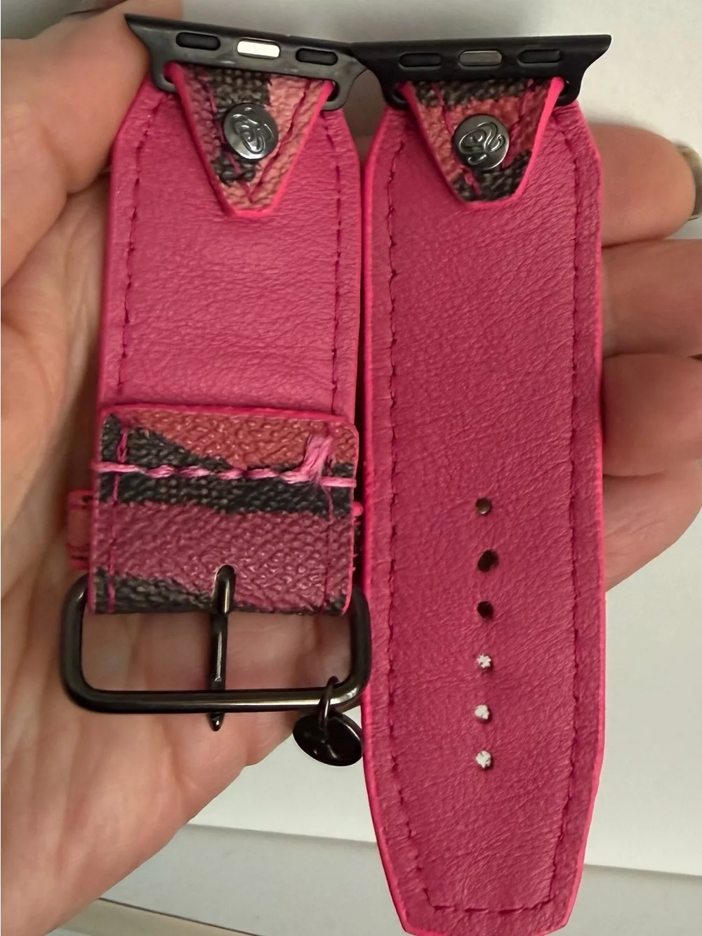 Michael Kors Pink Safari Stripes Spark*l band for Apple Watch, size 2
